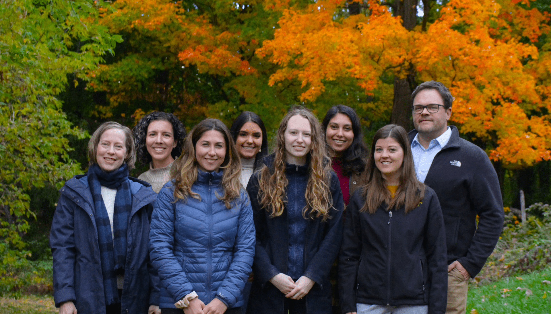 RCVM@OVC team members pose for a group portrait at the Arboretum at the University of Guelph